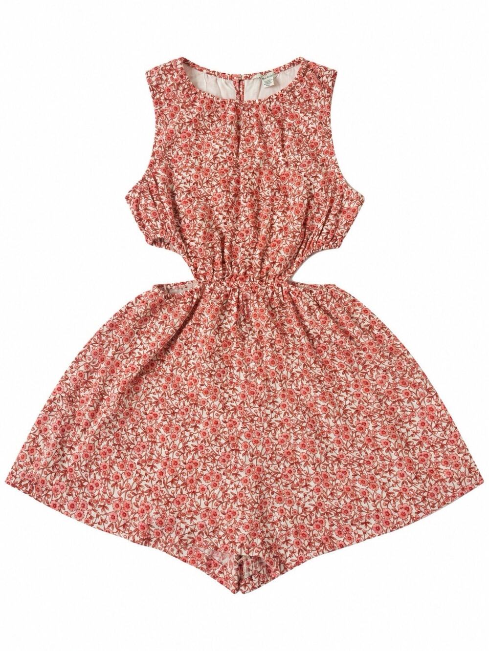 American Eagle Women’s Small Floral Cutout Romper Pink Red Sleeveless